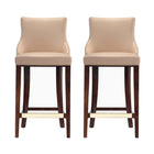 Manhattan Comfort Shubert Modern Wood Upholstered Barstool in Tan - Set of 2