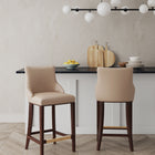 Manhattan Comfort Shubert Modern Wood Upholstered Barstool in Tan - Set of 2