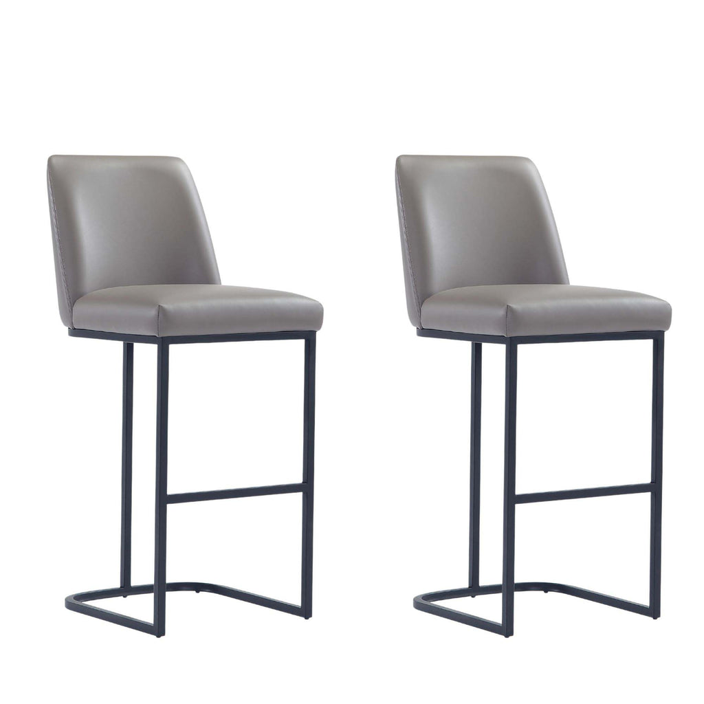 Manhattan Comfort Serena Modern Metal Upholstered Barstool in Taupe - Set of 2