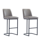 Manhattan Comfort Serena Modern Metal Upholstered Barstool in Taupe - Set of 2