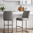 Manhattan Comfort Serena Modern Metal Upholstered Barstool in Taupe - Set of 2