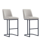 Manhattan Comfort Serena Modern Metal Upholstered Barstool in Light Gray - Set of 2