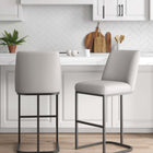 Manhattan Comfort Serena Modern Metal Upholstered Barstool in Light Gray - Set of 2