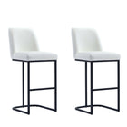 Manhattan Comfort Serena Modern Metal Upholstered Barstool in White - Set of 2