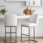 Manhattan Comfort Serena Modern Metal Upholstered Barstool in White - Set of 2