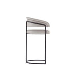 Manhattan Comfort Augusta Modern Metal Upholstered Barstool in Light Gray - Set of 2