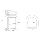 Manhattan Comfort Augusta Modern Metal Upholstered Barstool in White - Set of 2