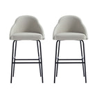 Manhattan Comfort Gracie Modern Metal Upholstered Barstool in Stone Gray and Black - Set of 2