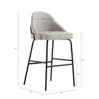 Manhattan Comfort Gracie Modern Metal Upholstered Barstool in Stone Gray and Black - Set of 2