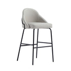 Manhattan Comfort Gracie Modern Metal Upholstered Barstool in Stone Gray and Black - Set of 2