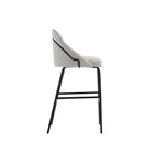 Manhattan Comfort Gracie Modern Metal Upholstered Barstool in Stone Gray and Black - Set of 2