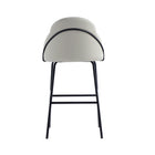 Manhattan Comfort Gracie Modern Metal Upholstered Barstool in Stone Gray and Black - Set of 2