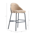 Manhattan Comfort Gracie Modern Metal Upholstered Barstool in Tan and Black - Set of 2