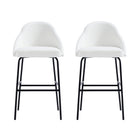 Manhattan Comfort Gracie Modern Metal Upholstered Barstool in White and Black - Set of 2