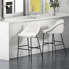 Manhattan Comfort Gracie Modern Metal Upholstered Barstool in White and Black - Set of 2