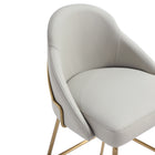 Manhattan Comfort Gracie Modern Metal Upholstered Barstool in Stone Gray and Gold - Set of 2