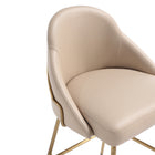 Manhattan Comfort Gracie Modern Metal Upholstered Barstool in Tan and Gold - Set of 2