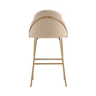 Manhattan Comfort Gracie Modern Metal Upholstered Barstool in Tan and Gold - Set of 2