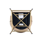 Manhattan Comfort Gracie Modern Metal Upholstered Barstool in Tan and Gold - Set of 2