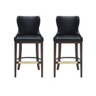 Manhattan Comfort Blair Modern Wood Upholstered Barstool in Black - Set of 2
