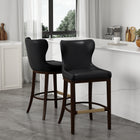 Manhattan Comfort Blair Modern Wood Upholstered Barstool in Black - Set of 2