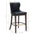 Manhattan Comfort Blair Modern Wood Upholstered Barstool in Black - Set of 2