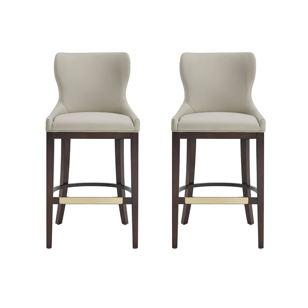 Manhattan Comfort Blair Modern Wood Upholstered Barstool in Stone - Set of 2