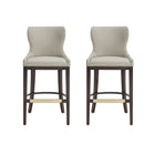 Manhattan Comfort Blair Modern Wood Upholstered Barstool in Stone - Set of 2