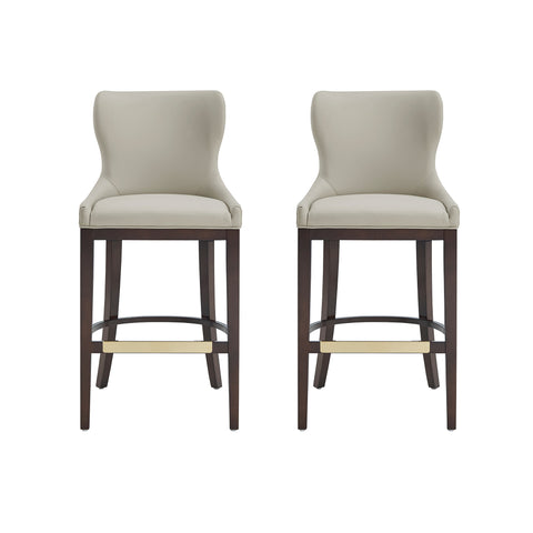 Manhattan Comfort Blair Modern Wood Upholstered Barstool in Stone - Set of 2