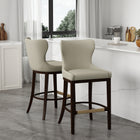 Manhattan Comfort Blair Modern Wood Upholstered Barstool in Stone - Set of 2