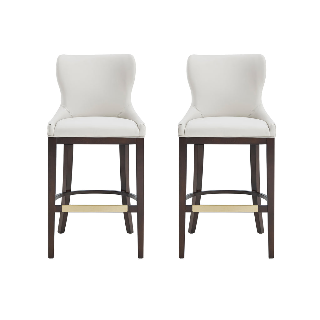 Manhattan Comfort Blair Modern Wood Upholstered Barstool in White - Set of 2