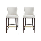 Manhattan Comfort Blair Modern Wood Upholstered Barstool in White - Set of 2