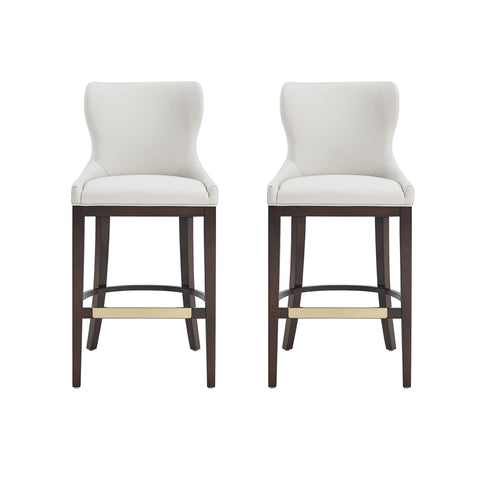 Manhattan Comfort Blair Modern Wood Upholstered Barstool in White - Set of 2