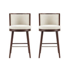 Manhattan Comfort Evalyn Modern Wood Upholstered Barstool in Cream - Set of 2