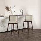 Manhattan Comfort Evalyn Modern Wood Upholstered Barstool in Cream - Set of 2