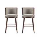 Manhattan Comfort Evalyn Modern Wood Upholstered Barstool in Dove - Set of 2