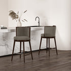 Manhattan Comfort Evalyn Modern Wood Upholstered Barstool in Dove - Set of 2