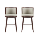 Manhattan Comfort Evalyn Modern Wood Upholstered Barstool in Stone - Set of 2