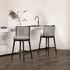 Manhattan Comfort Evalyn Modern Wood Upholstered Barstool in Stone - Set of 2