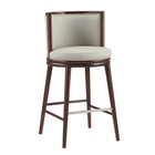 Manhattan Comfort Evalyn Modern Wood Upholstered Barstool in Stone - Set of 2