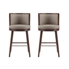 Manhattan Comfort Evalyn Modern Wood Upholstered Barstool in Taupe - Set of 2