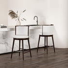 Manhattan Comfort Evalyn Modern Wood Upholstered Barstool in White - Set of 2