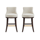 Manhattan Comfort Lucia Modern Chenille Wood Upholstered Barstool in Natural - Set of 2