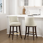 Manhattan Comfort Lucia Modern Chenille Wood Upholstered Barstool in Natural - Set of 2