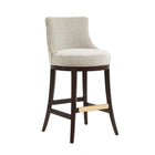 Manhattan Comfort Lucia Modern Chenille Wood Upholstered Barstool in Natural - Set of 2