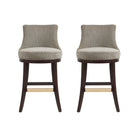 Manhattan Comfort Lucia Modern Chenille Wood Upholstered Barstool in Taupe - Set of 2