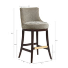 Manhattan Comfort Lucia Modern Chenille Wood Upholstered Barstool in Taupe - Set of 2