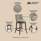 Manhattan Comfort Lucia Modern Chenille Wood Upholstered Barstool in Taupe - Set of 2
