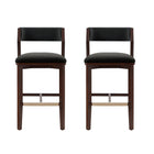 Manhattan Comfort Patricia Modern Wood Upholstered Barstool in Black - Set of 2