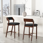 Manhattan Comfort Patricia Modern Wood Upholstered Barstool in Black - Set of 2